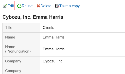 Image of the action link for reuse