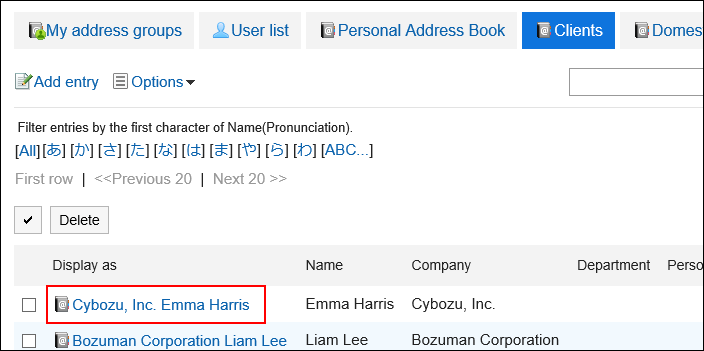 Images of the address that you want to copy to another book