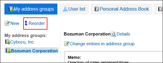 Image to reorder my address groups