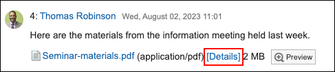 Screenshot: The "Details" link is highlighted in the "Topic details" screen
