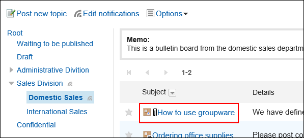 Image of selecting a topic to stop notifications