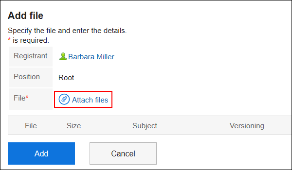 Add File screen