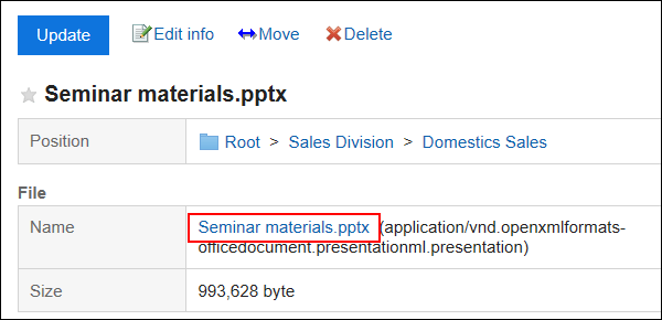 Image of the file name of the file you want to download