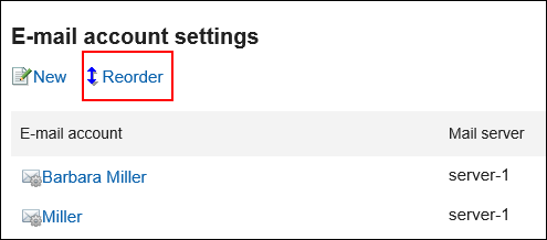 Image of the action link for reordering e-mail accounts