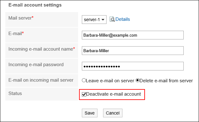 Image of deactivating an e-mail account