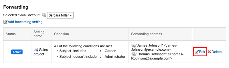 Image of the action link to edit