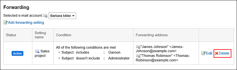Image of the delete action link