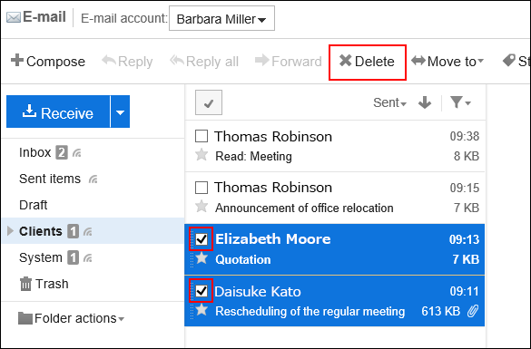 Screenshot: Link to delete is highlighted in the E-mail preview screen