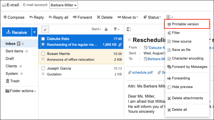 Image of a print settings link on a window with preview