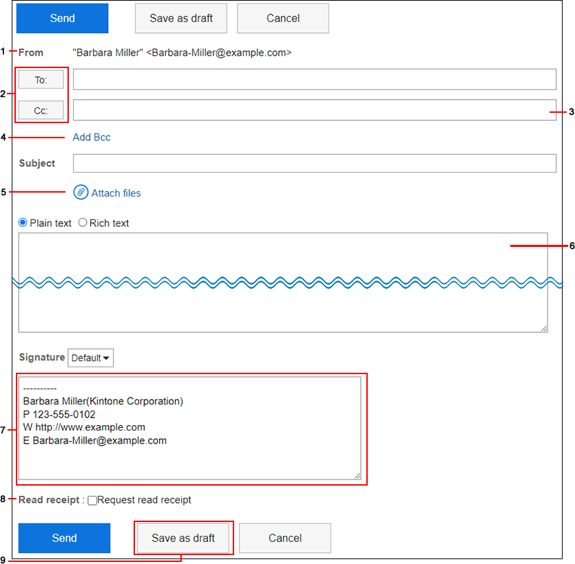 Screenshot: Example of screen to compose e-mail