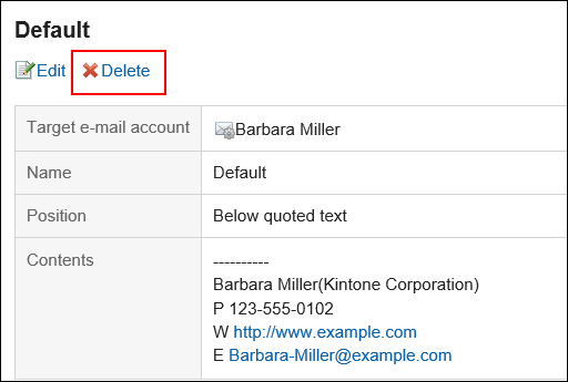 Image of the delete action link