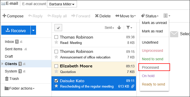 Image of setting status on a window with preview