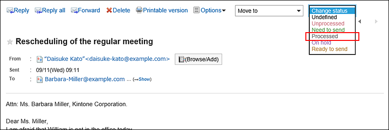 Image of setting status on a window without preview
