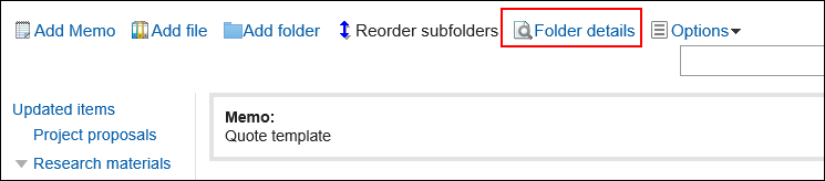 Image of the Folder Details action link