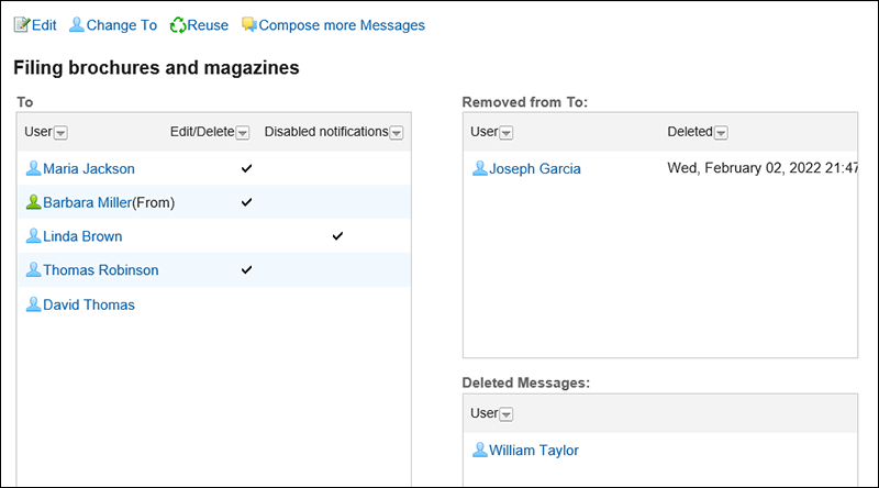 Screen capture: The "Recipients details" screen