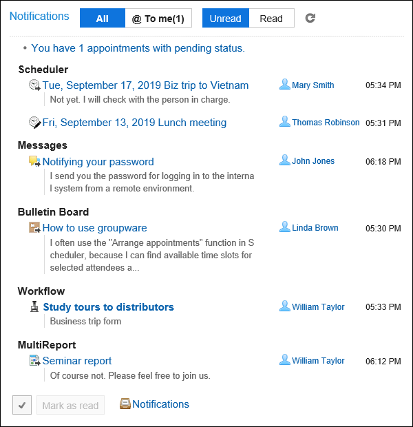Image of notifications portlet