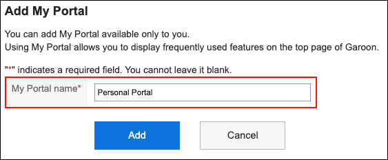 Image entering a My Portal name