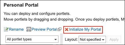 Image shows the initializing My Portals action link