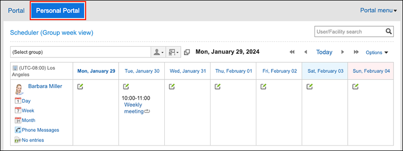 Screenshot: My Portal that contains a portlet whose display name you want to change is displayed