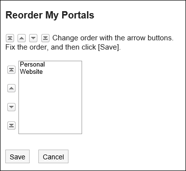 Image of the screen to reorder My Portals