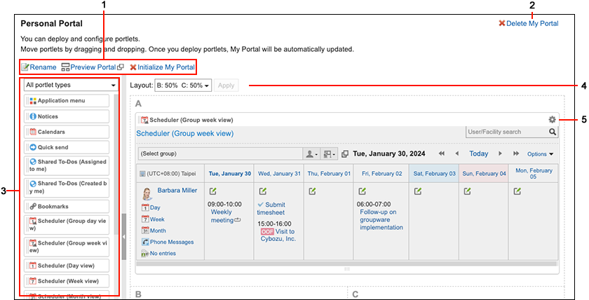 Screenshot: Example of My Portal Settings screen