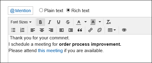 Screen capture: Using the text formatting