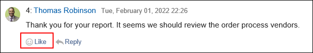 Screen capture: Respond link of a comment in a report