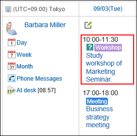 Image in which an appointment with RSVP not yet responded to is highlighted