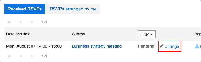 Screenshot: The link is highlighted in the "List of RSVPs" screen