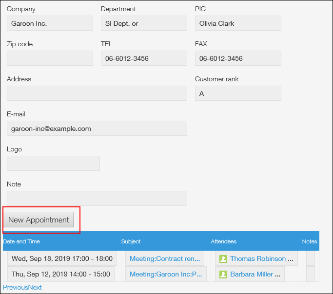 Image with an appointment button