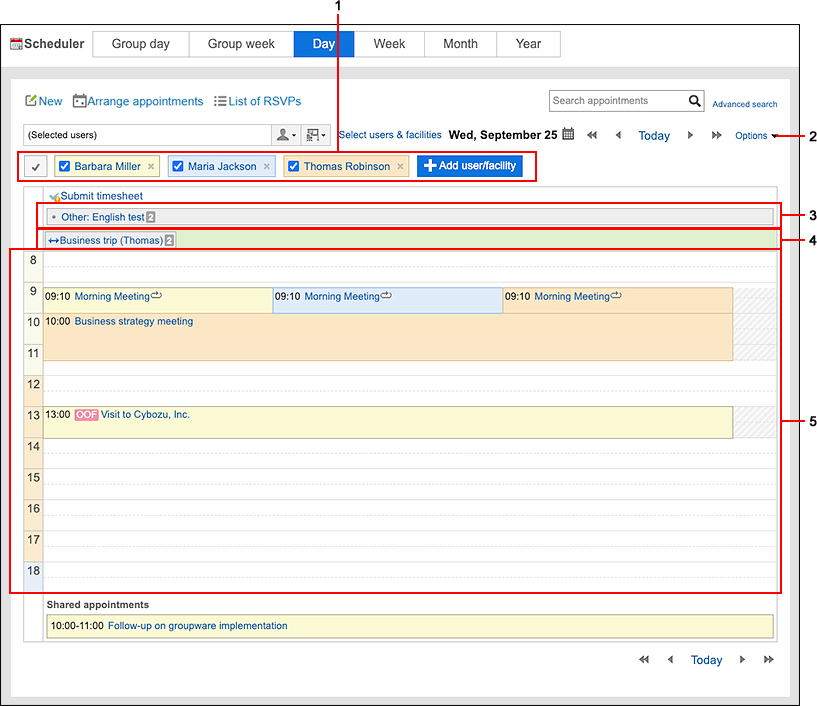 Screenshot: Day View Screen
