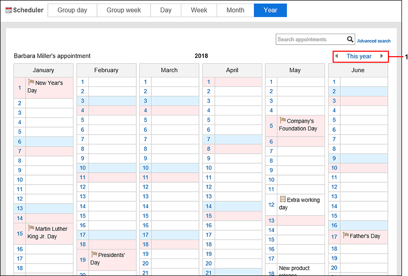 Year View Screen