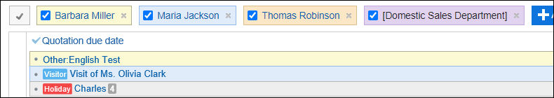 Screenshot: Multiple whole day appointments are displayed