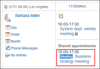 Capture: appointment in which the logged-in user is set as Shared with is displayed in Shared appointment area