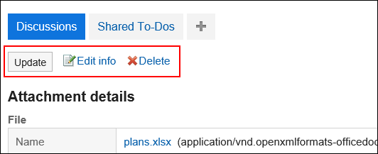 Image of the action links which are surrounded by the red rectangle box