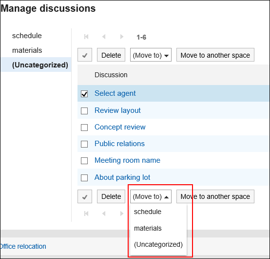 Image of the "(Move to)" dropdown list