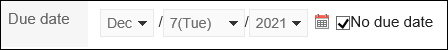 Screen capture: Selecting the "No due date" checkbox