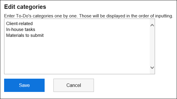 "Category Settings" screen
