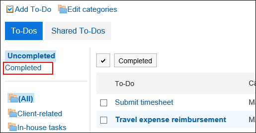 Image of the completion action link