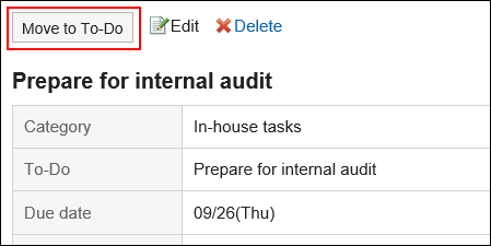 Image of the action link to cancel the completion