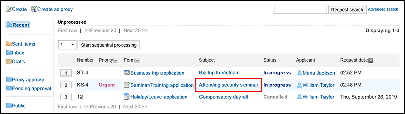 Image of the request data subject to process