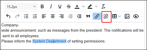 Screenshot: The "Remove link" icon is highlighted