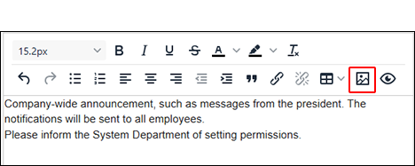 Screenshot: Insert/edit image icon is highlighted