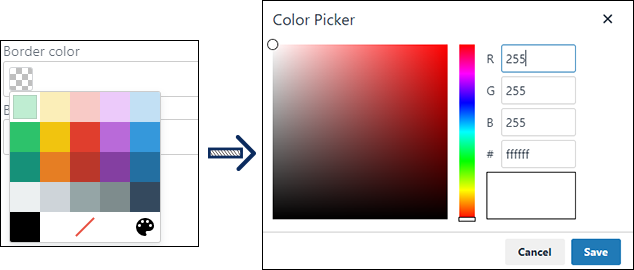 Screenshot: The image with the custom color icon highlighted and the image of the color picker