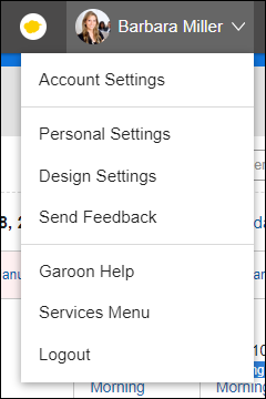 Screenshot: A dropdown list of the user name
