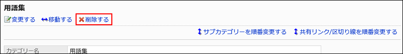 削除する操作リンクが赤枠で囲まれた画像