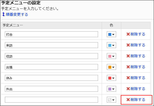 削除するリンクが赤枠で囲まれている画像