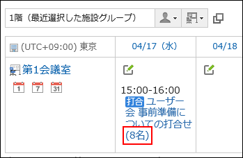 スクリーンショット：項目の値のみを表示しているスケジュール画面
