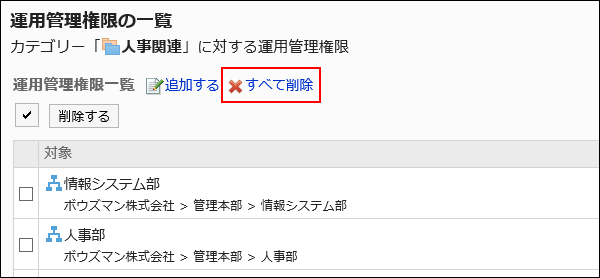 すべて削除する操作リンクが赤枠で囲まれた画像