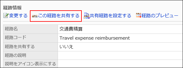 専用経路を共有する操作リンクが赤枠で囲まれた画像